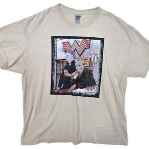 Michael Myers Jason Voorhees Whataburger Shirt Mens XL Beige Gildan Graphic Tee